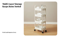 With Wheels 3-Tier Rolling Cart 360° Rotating Casters 3 Tier Slim Storage Cart Large Capacity for Homeowners, Beauty Salon, Kitchen, Bedroom