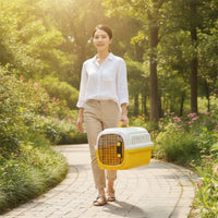 Pet Travel Carrier with Bowl Ventilated Solid-Sided Pet Carrier Easy to Carry Dog Crate for Cats, Small Dogs, Car Rides, Veterinarian Visits