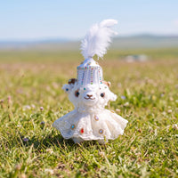 Sheep Ornament with Beads Cute Stuffed Sheep Lamb Stuffed Doll Fuzzy Soft for Collectors, Backpack, Desk