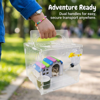 Transparent Hamster Cage with Accessories, Acrylic Villa Cage, Multi-Level Small Animal Cage, Full Transparent Viewing, Dwarf Hamster Habitat
