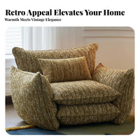 Upholstered Swivel Armchair Italian Minimalist Design Single Sofa Skin-Friendly Textile Accent Chair for Readers, Living Room, Home Office