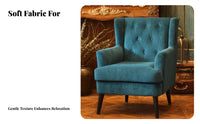 Modern Design Button-Tufted Wingback Chair Comfortable Cushion Button-Tufted Wingback Armchair Sturdy Frame Living Room Furniture Skin-Friendly Upholstery for Office Workers, Homeowners, Readers, Balcony, Bedroom, Reading Nook, Reception Area