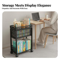 With casters Under-Table Rolling Organizer Easy to Move Under Desk Rolling Organizer Space-Saving Mobile storage shelf Simple Design for Students, Office Workers, Study Room, Classroom, Bedroom, Kitchen