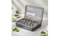 Stainless Steel Seasoning Box Thickened Material Stainless Steel Seasoning Box Condiment Tray with Lid Refrigerator Safe
