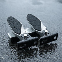 Textured Foldable Electric Bicycle Foot Pegs Angled Pivoting Fold-down Footrests Black Anti-Slip Foot Pedals Easy Install