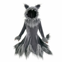 Wolf Costume with Tail Shaggy Wolf Costume Long-Sleeve Apparel for Kids, Children, Halloween