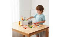 Wooden BBQ Oven Playset Interactive Play Wooden Oven Toy Develops Fine Motor Skills for Kids, Preschoolers
