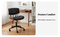 Height Adjustable Upholstered Wood-Frame Task Chair Ergonomic Design Upholstered Bentwood caster luxuriously padded padding pivoting Seat Tilting Function for telecommuting Workers, Students, Study Room, Workspace, Bedroom