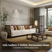 New Chinese design Minimalist Wooden Sofa Set sturdy Wood Frame Lounge Suite Modern Aesthetic Household Furniture for Homeowners, Interior Designers, Design fans, Living Room, Villa, Reception Area