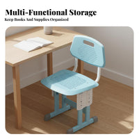 Safe & Long-Lasting Adjustable Kids Desk and Chair Set Spacious Desktop Kids Desk and Chair Set Sturdy Construction Height Adjustable Study Table Includes Bookstand for Primary School Students, Girls, Parents, Learning, Home, Bedroom, Playroom