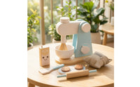 Wooden Toy Mixer Tabletop Wooden Play Mixer with Bowl Realistic Playset for Young Children