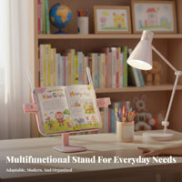 Foldable Design Adjustable Bookrest Multi-Functional Adjustable perusing Easel Handshands-off Book Stand Secure Page holders for Children, Professionals, lessonroom, Library, Bedroom, Office