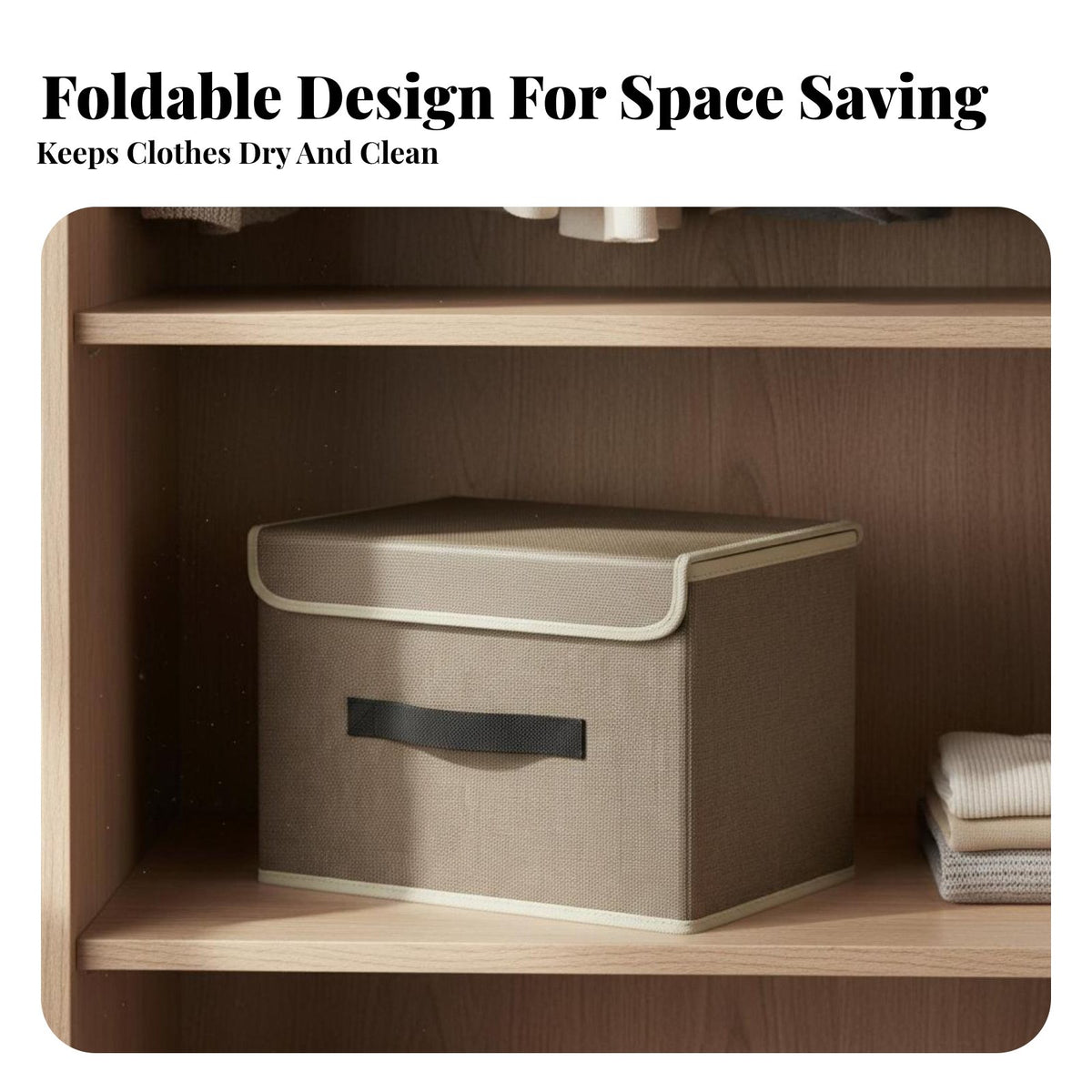 Foldable Storage Box with Lid Particles Proof Foldable Clothes Organizer Foldable Clothes Organizer Space-Saving for Women