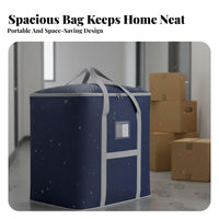Large Capacity Storage Bag Water Resistant Oxford Cloth Quilt Bag Dampness-Resistant Bedding Storage Container for Movers, Families, Closet, Bedroom