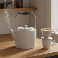 Wide Mouth Stainless Steel Tea Kettle Induction Safe Tea Kettle with Strainer Long Spout Teapot Arched Handle