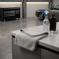 Highly Absorbent Car Drying Towel Microfibre Cloth, Non Shedding Microfiber Cleaning Cloths, Double-Sided Gray Wash Tool for Glass and Detailing