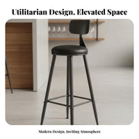 Upholstered Counter Stool with Backrest Light Luxury Design Bar Chair mechanical design Cushioned Seat for Restaurant Owners