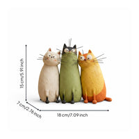 3 Pieces Handmade Cat Figurine Decorative Cat Desk Figurine Ornament Home Decor for Office