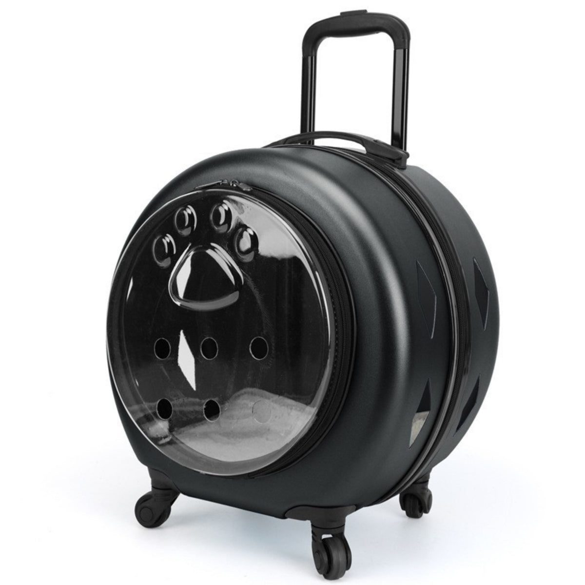 Transparent Wheeled Pet Carrier Ventilated Pet Carrier with Wheels Portable Long-Lasting for Cats, Veterinarian Visits