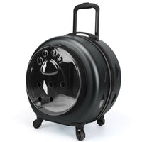 Transparent Wheeled Pet Carrier Ventilated Pet Carrier with Wheels Portable Long-Lasting for Cats, Veterinarian Visits