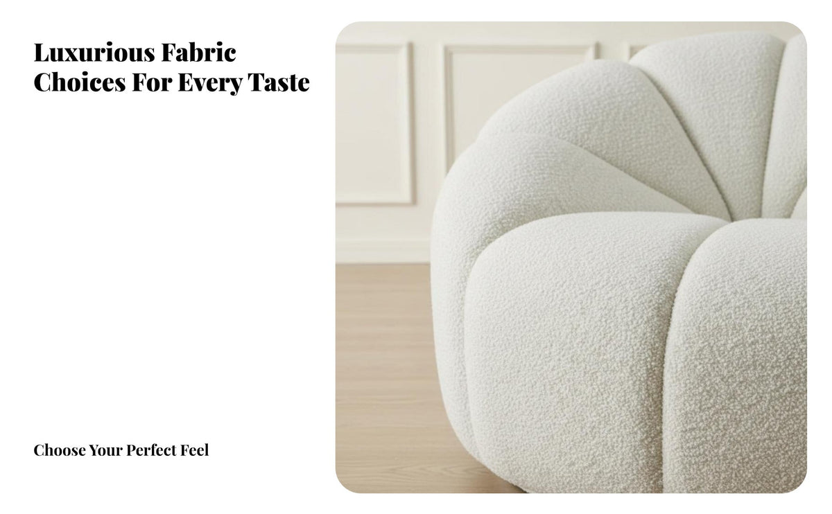 Pumpkin Three-Seater French Cream design Sofa Small Apartment perfect for Couch for Young Adults, Interior Designers, Studio, Lounge Area