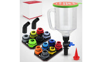 Transparent Automotive Funnel Kit Graduated Measuring Funnel with Lid Color-Coded Funnels Detachable for Workshops