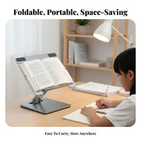Adjustable Rotating Bookrest Foldable & Portable Rotating Bookrest Multi-Functional literature Stand for Students, Professionals, Study, Bedroom, Kitchen