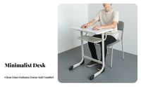 Soft Seat Cushion Student Desk and Chair Set Child-Safe Design School Desk with Chair Sturdy Construction Single Student Study Table Set Anti-Slip Feet for Students, Teenagers, Girls, Training Center, Distance Learning, Bedroom, Drawing