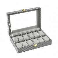 Striped Black and White Watch Display Box Hard Shell Watch Organizer Box Padded Insert Compartmented for Organization
