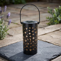 Outdoor Lantern with Cutout Patterns Portable Lighting Rechargeable for Pathway