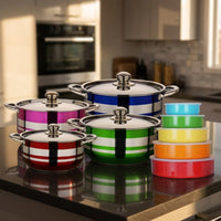 Frying Pan and Aluminum Pot Set for Induction Hob, 14 Piece Heavy Duty Uncoated Pot and Saucepan Lid Set, Home Cooking and Restaurant Cookware