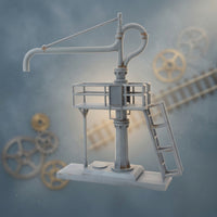 HO-Scale Water Crane Industrial Water Column with Ladder Miniature Railroad Model with Platform Accurate for Hobbyists, Collectors, Dioramas