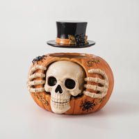 Skull-Faced Candy Jar Spooky Treat Jar Seasonal Container Festive for Entryway