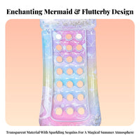 Thickened PVC Material Mermaid Glitter Pool Inflatable Lounger Lightweight and Portable Sequin Inflatable Lounger Ing Mattress Easy To