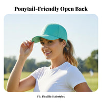 Quick-Dry High Ponytail Hat Sun Protection Accessible Back Cap Lightweight for People with Long Hair, Golfers, Outdoor Sports, Running