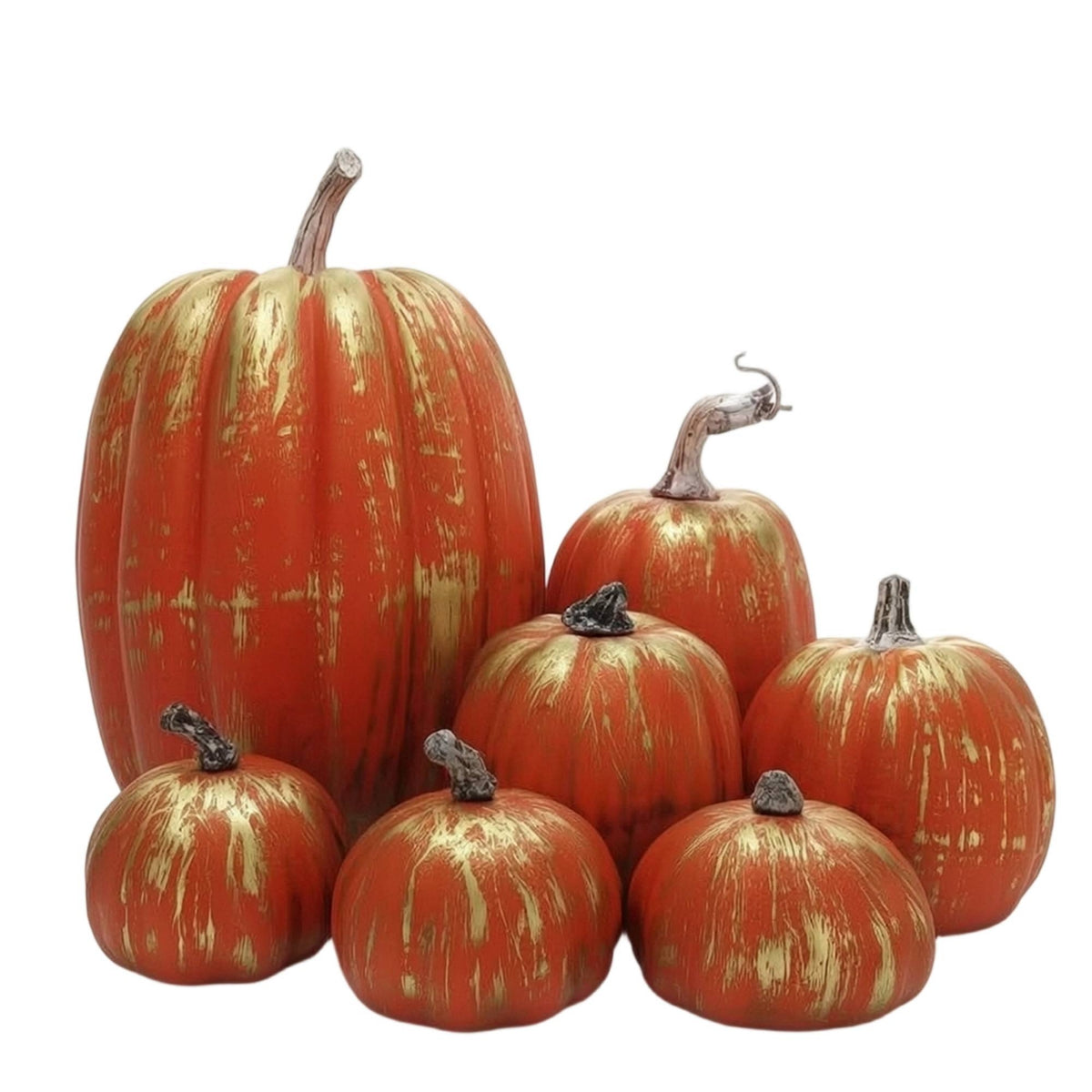 7 Pieces Artificial Pumpkins Textured Foam Pumpkins Realistic Pumpkin Set for Tabletop Styling