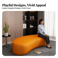 Light Luxury Cashew-Shaped Ottoman Curved Shape Upholstered Waiting Settee Minimalist Aesthetic Lobby Furniture Elegant design for Office Managers, Salon Owners, Interior Designers, Lounge Area, Bank, Barbershop