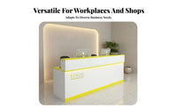 Waterproof and Wear-Resistant Modern Reception Desk Long-Lasting Construction Glossy Finish Reception Desk Large Storage Space Marble Pattern Money Ier Counter Lockable Drawer for Receptionists, Salon Owners, Office Managers, Retail Shop, Lobby