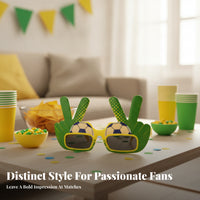 Yellow Edging Brazil Football Glasses Rectangular Lenses Hand Sign Glasses Oversized Frame Themed Eyeglasses Lightweight