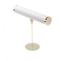 PU Leather Wrapped T-Shaped Display Bar Jewelry Display Stand Gold-Tone T-Shaped Jewelry Stand Freestanding Accessory Storage Padded-Looking