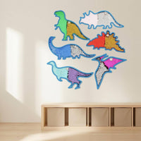 Bright Blue Edging Tactile Sequin Dinosaur Textured Dinosaur Wall Panel for Children