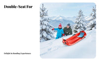 Thickened Design Two-Person Snow Sled Multi-Surface Use 2 Person Snow Slider Low-Temperature Resistant Plastic Toboggan with Brakes Slick Bottom for Adults, Families, Grassy Slopes, Snowy Hills, Outdoor, Backyard Fun