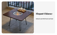 Chinese Design Low Table with Built-in Grill Foldable Design Household Furniture Integrated Heater Floor Desk Portable for Tea Lovers, Home Entertainers, Balcony, Indoor Gatherings, Bay Window, Living Room