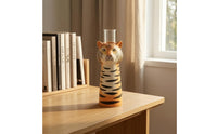 Striped Finish Tiger Vase Clear Neck Tiger Head Vase Compact Hydroponic Plant Holder Tabletop