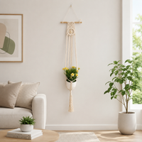 Macrame Plant Hanger, Handwoven Plant Hanger from Natural Fiber Rope, 85cm Long, for Indoor & Outdoor, Garden & Balcony, Nordic Style