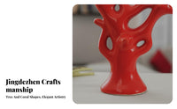 Ceramic Fortune Tree Artistic Design Modern Desktop Statue Abstract Tree Sculpture Glazed Finish Desktop Branch Figurine