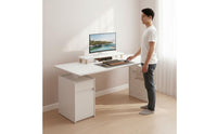 Twin Engine System Solid Wood Sit Stand Desk Quiet Operation Electric Standing Desk Spacious Desktop Height Adjustable Workstation Rounded Corners for Study Room