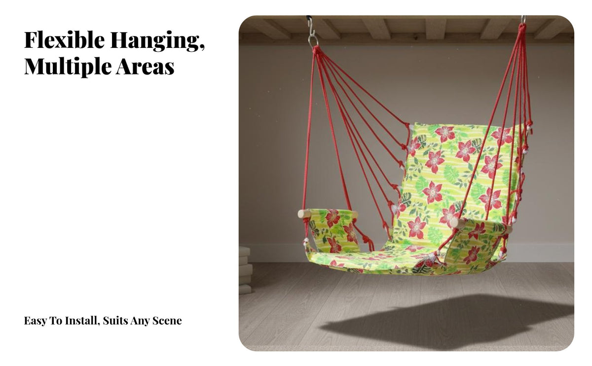 Soft and Comfortable Material Swing Chair Strong Load-Bearing Padded Swing Chair with Spreader Bar Portable Hanging Seat Long-Lasting Construction for Students, Children, Dormitory, Bedroom, Living Room, Reading