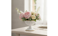 Vintage-Style Metal Vase with Ribbed Exterior Classic Metal Pedestal Vase Compact Urn Stable for Centerpiece