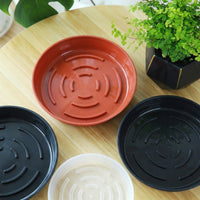 Plant Saucers and Drip Tray Set, Round Trays with Drainage Grooves, Plant Trays for Indoor or Outdoor Plants